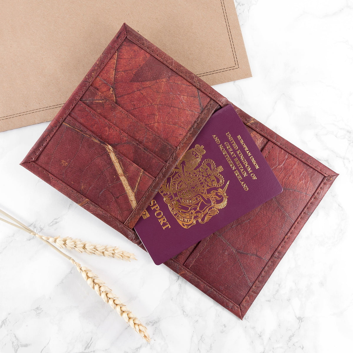 Treat Republic Vegan Teak Leaf Passport Cover