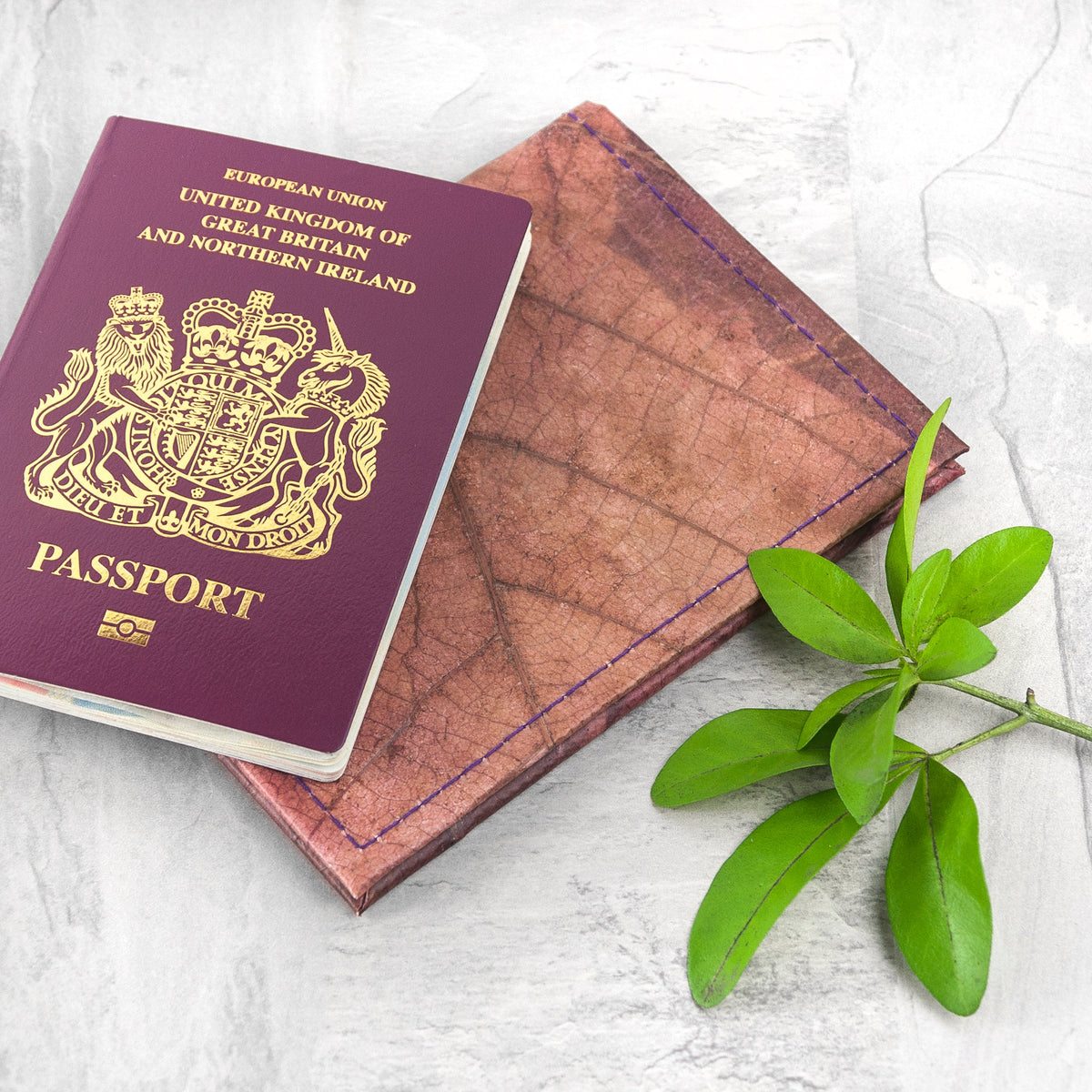 Treat Republic Vegan Teak Leaf Passport Cover