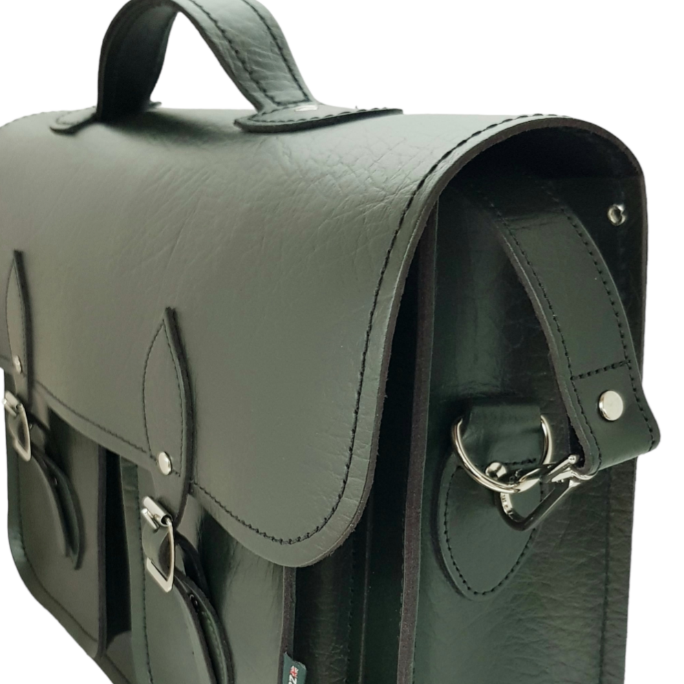 Executive Handmade Leather Laptop Satchel – British Racing Green